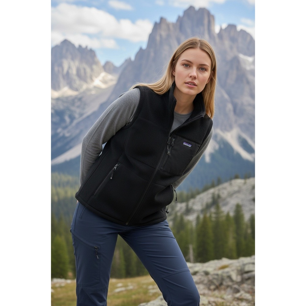 ORVIS Womens‎ Black Fleece Vest Full Zip Stand Collar Pockets Size S